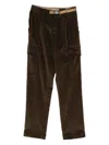 White Sand Belt Corduroy Trousers In Animal Print