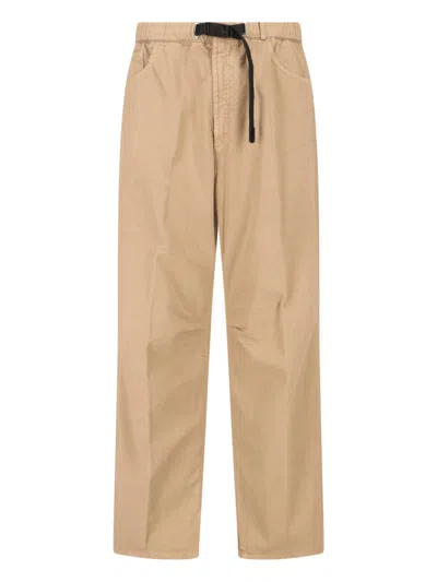 White Sand Wide Waist Pants In Brown