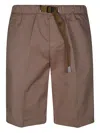 White Sand Belted Bermuda Shorts In Brown