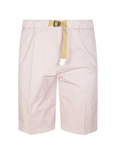 White Sand Belted Bermuda Shorts In Pink