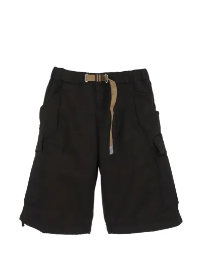 White Sand Belted Cargo Shorts In Black