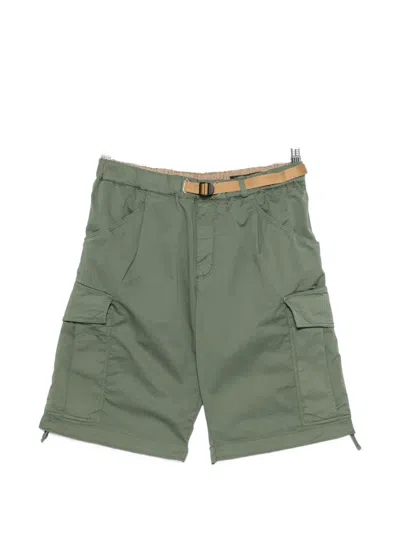 White Sand Belted Cargo Shorts In Green