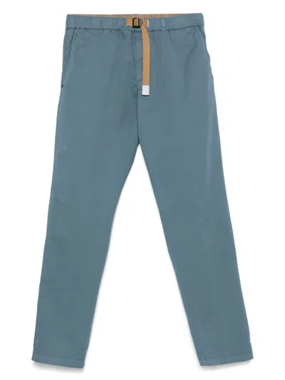 White Sand Belted Chino Trousers In Blue