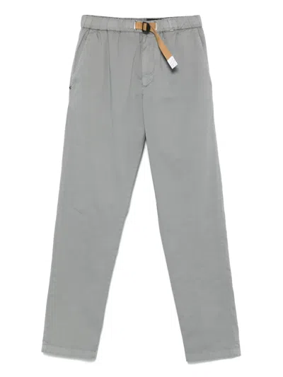 White Sand Belted Chino Trousers In Grey