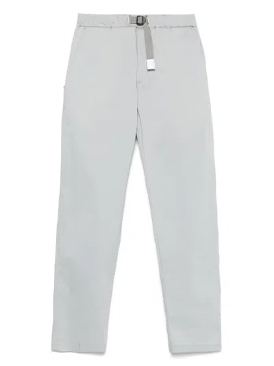 White Sand Belted Chino Trousers In Grey