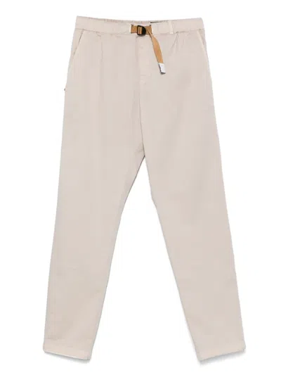 White Sand Belted Chino Trousers In 中性色