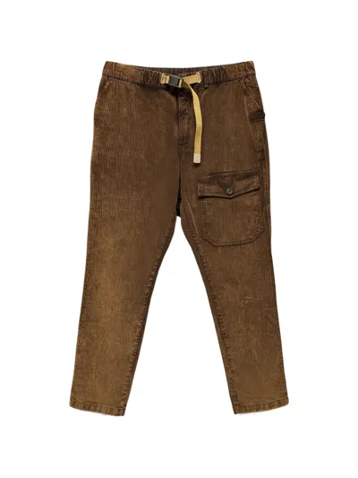 White Sand Belted Corduroy Cargo Pants In Brown