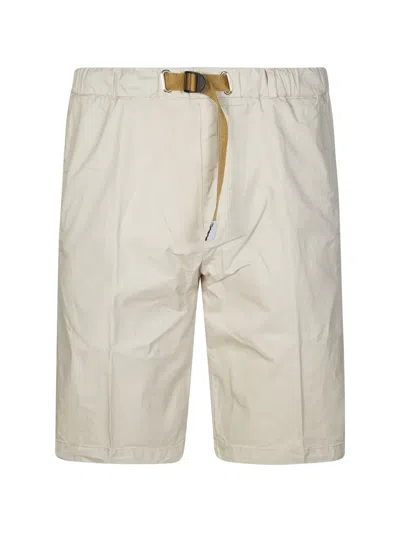 White Sand Belted Elasticated-waist Shorts In Neutral