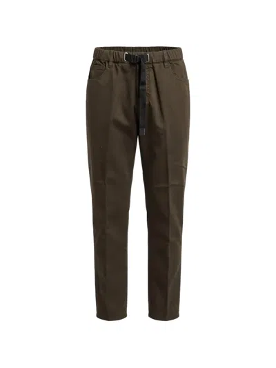 White Sand Belted Elasticated-waist Trousers In Brown