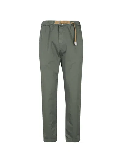 White Sand Belted Elasticated-waist Trousers In Green