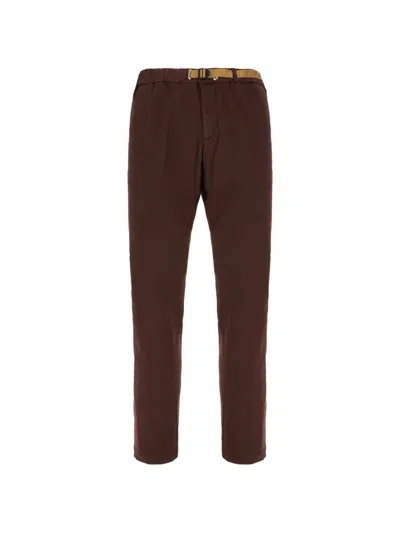 White Sand Belted Elasticated-waist Trousers In Brown