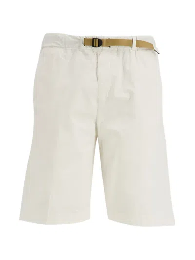White Sand Belted Elasticated-waistband Shorts In White