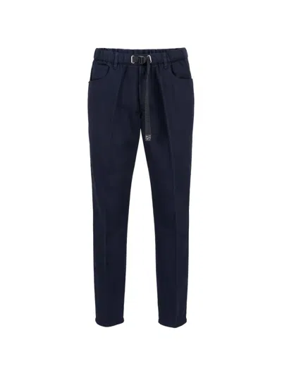 White Sand Belted Elasticated-waistband Trousers In Black