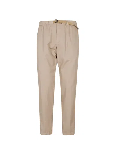 White Sand Belted Elasticated-waistband Trousers In Brown