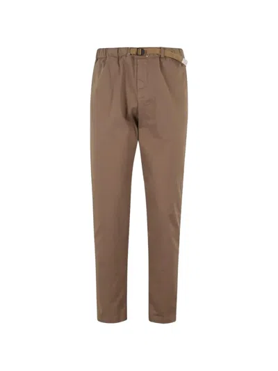 White Sand Belted Elasticated-waistband Trousers In Brown