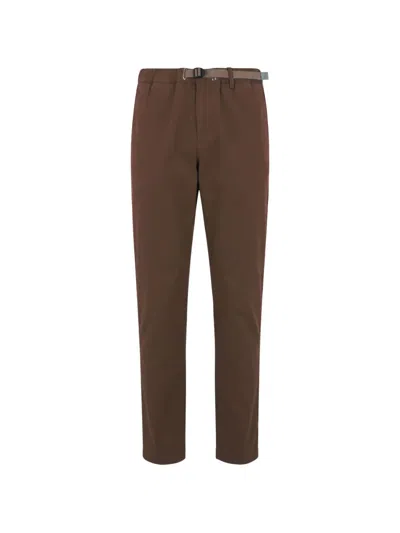 White Sand Belted Elasticated-waistband Trousers In Brown