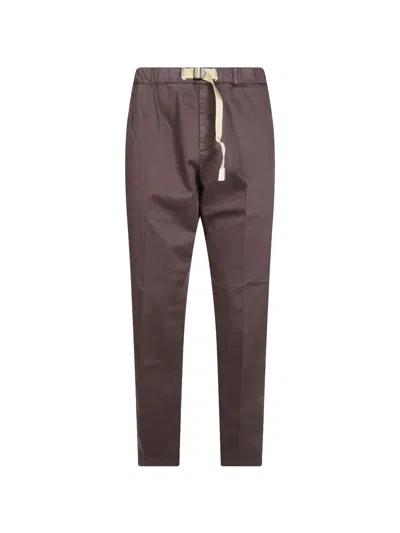 White Sand Straight-leg Gabardine Drawstring Trousers In Brown