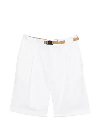 White Sand Belted Pleated Shorts In White