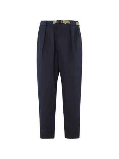 White Sand Belted Pleated Trousers In Black