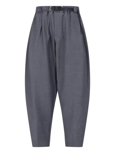 White Sand Belted Pleated Trousers In Multi
