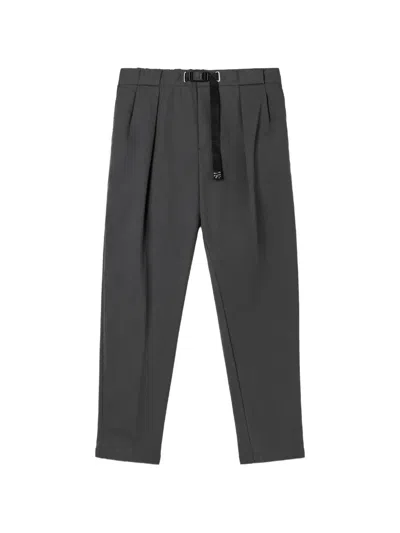 White Sand Belted Pleated Trousers In Multi