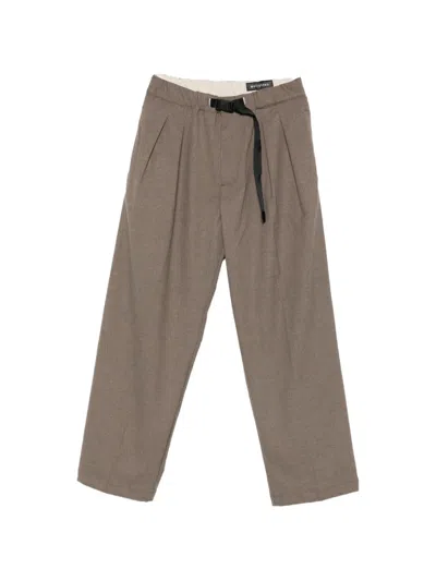 White Sand Belted Pleated Trousers In Orange
