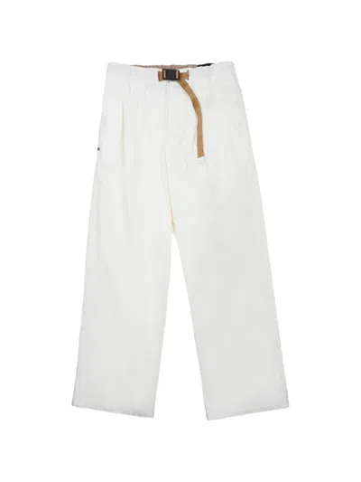 White Sand Belted Pleated Trousers In White