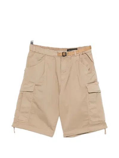 White Sand Belted Pocket Shorts In Neutral