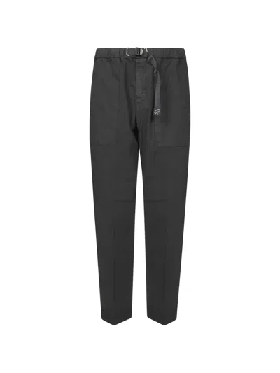 White Sand Belted Ripstop Trousers In Black