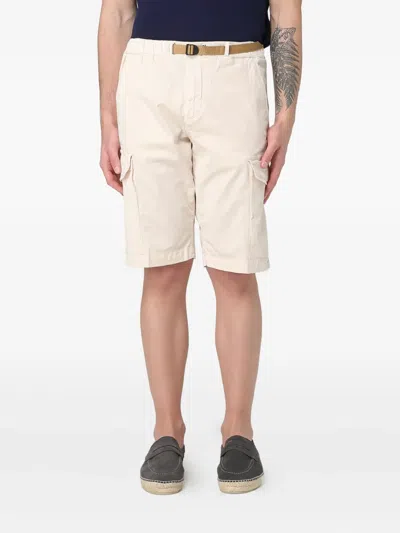 White Sand Belted Shorts In Neutrals