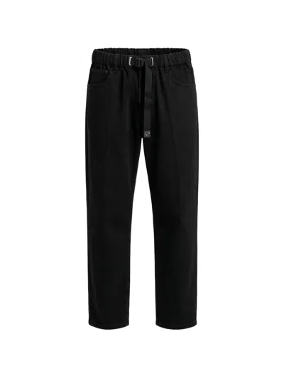 White Sand Belted Straight-leg Jeans In Black
