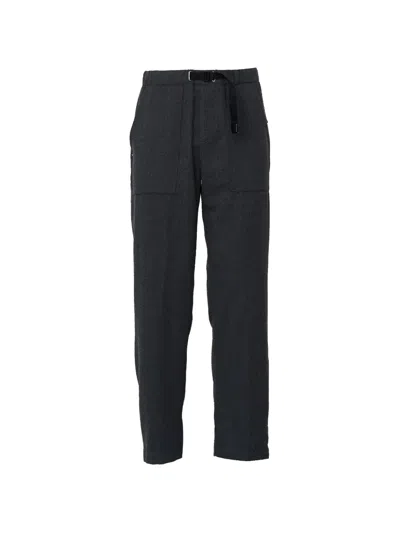 White Sand Belted Straight-leg Trousers In Black