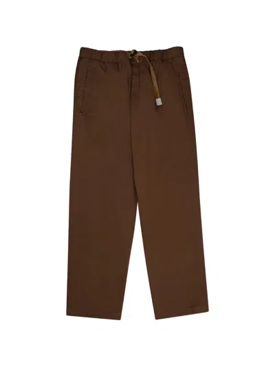 White Sand Belted Straight-leg Trousers In Brown