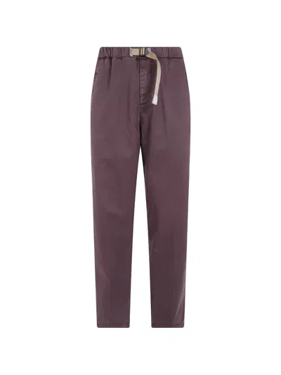 White Sand Belted Straight-leg Trousers In Burgundy
