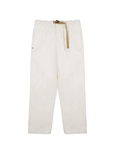 White Sand Belted Straight-leg Trousers In White