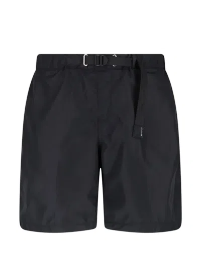 White Sand Belted Swim Shorts In Black