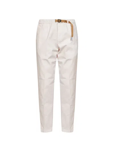 White Sand Belted Tapered Trousers In White