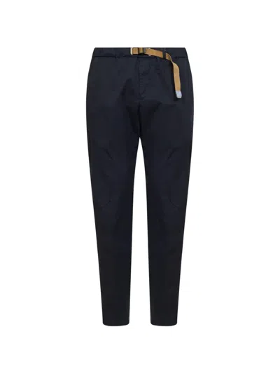 White Sand Belted Tapered-leg Trousers In Black