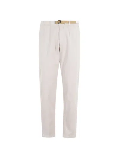 White Sand Belted Tapered-leg Trousers In Multi