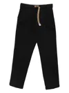 White Sand Belted Trousers In Black