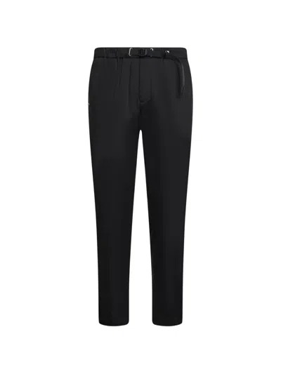 White Sand Belted Trousers In Black