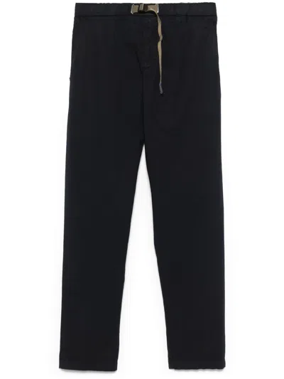 White Sand Belted Trousers In Blue