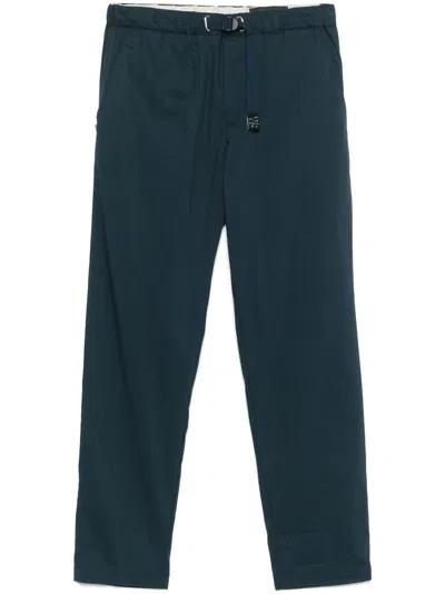 White Sand Belted Trousers In Blue
