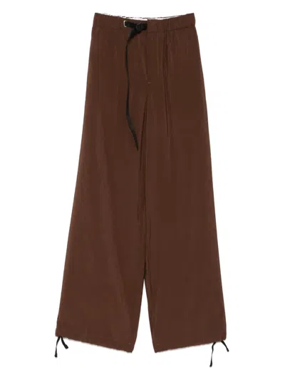 White Sand Brown Wide-leg Trousers In Multi