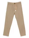 White Sand Belted Trousers In Brown