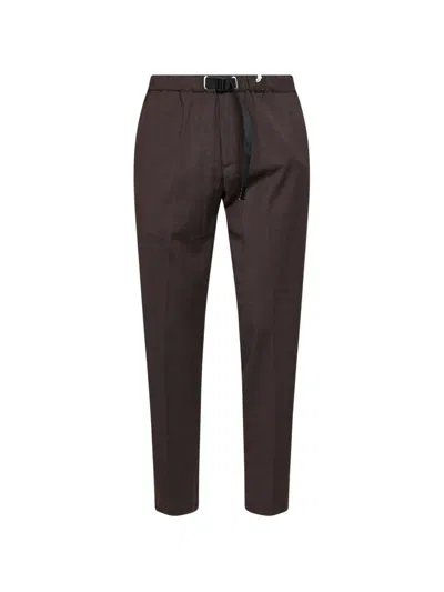 White Sand Belted Trousers In Brown