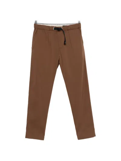 White Sand Belted Trousers In Brown