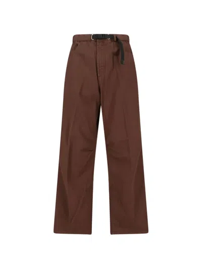 White Sand Belted Trousers In Brown