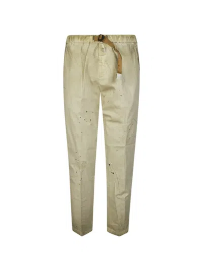 White Sand Belted Trousers In Green
