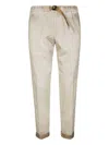 White Sand Belted Trousers In Neutral